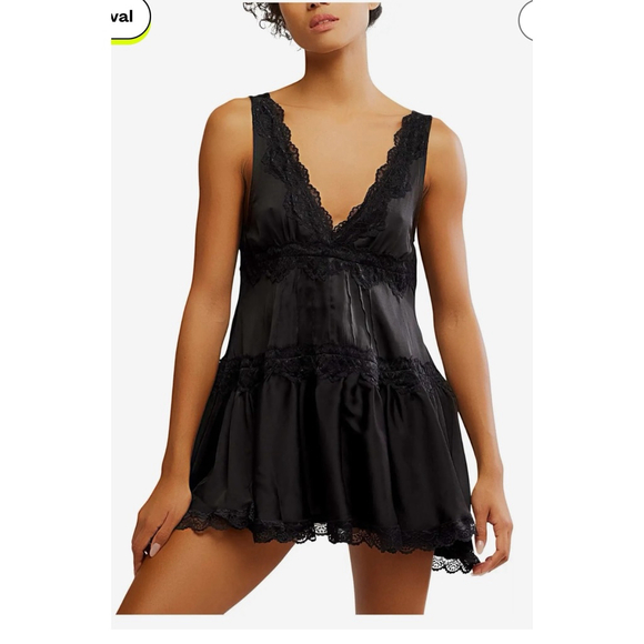 Free People Dresses & Skirts - NWT Free People Intimately Lace Tiered Slip Dress Black M